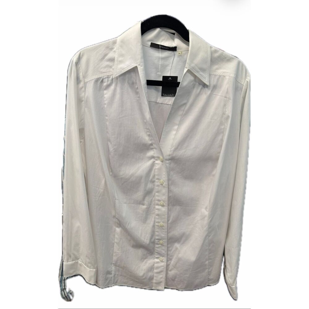 Tahari White Collared Button Down Shirt Women’s Size 3X NEW WITH TAGS